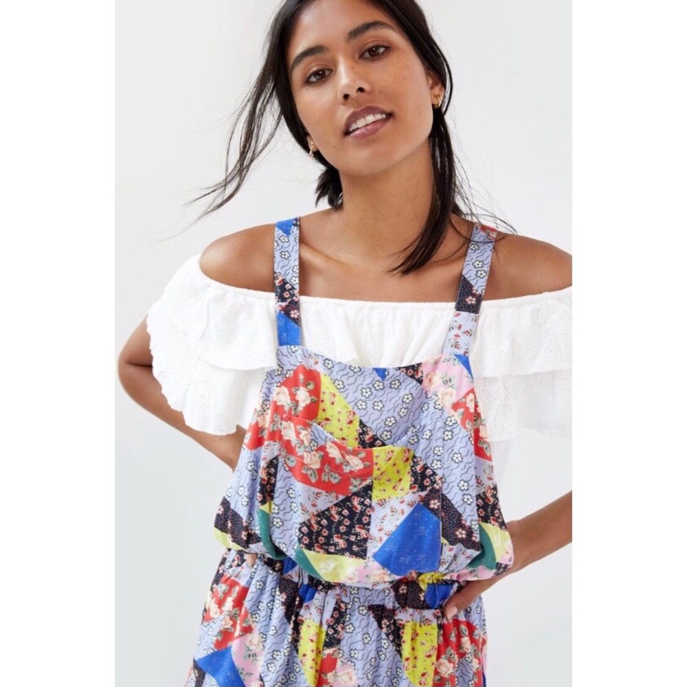 NWT ANTHROPOLOGIE FLORAL PATCHWORK SHORT OVERALLS - Picture 3 of 6